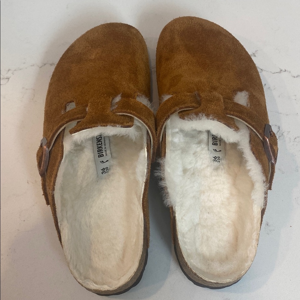 Shearling Birkenstock Boston Clogs - Picture 2 of 4